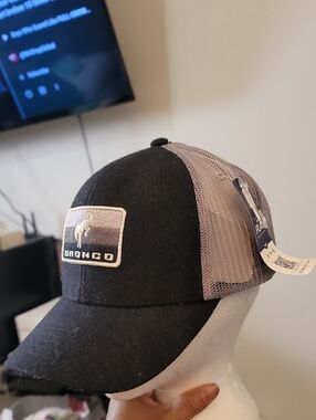 Bronco Black & Gray Mesh Trucker Hat